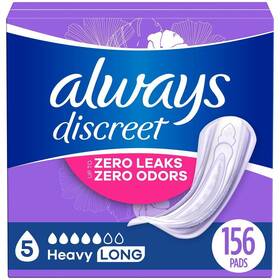 91103050 Always Discreet Incontinence Pads - 5 Drop Extra Heavy Long 156ct