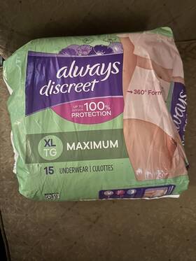 91315754 Always Discreet Womens Underwear Max Protection 15 Count Size Xl