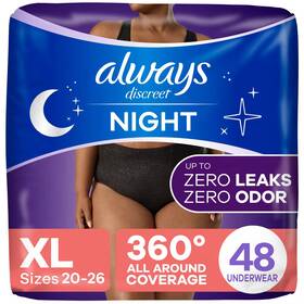 94783895 Always Discreet Night Black Womens Incontinence Underwear - Maximum Xl