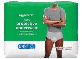 10006737 Amazon 60 Ct Basics Mens Protective Underwear Maximum Absorbency Small/medium