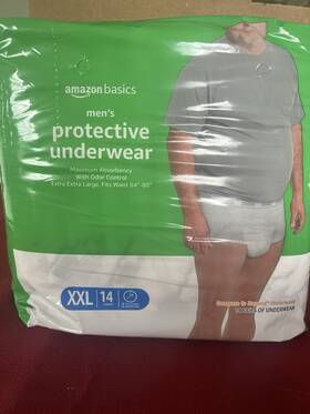 95515013786 Amazon Amazons Basic Men S Protective Underwear Xxl - 14 Count -64 Inch -80 Sealed Package
