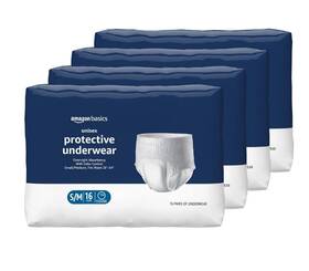 10007751 Amazon Basics 64ct Incontinence Underwear For Unisex Overnight Absorbency S/m
