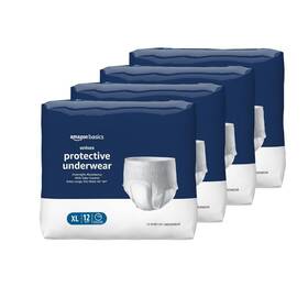 10007753 Amazon Basics 48 Extra Large Unisex Protective Underwear Overnight Absorbency