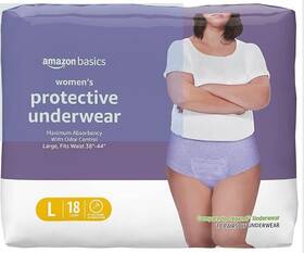 Amazon Basics 195515007788 1 Pack Womens Protective Underwear 18 Count Each Large 38 Inch -44