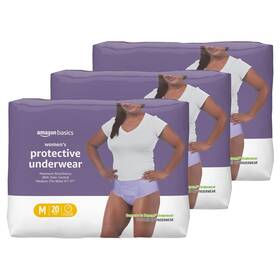 Amazon Basics 195515008891 60 Count Incontinence Underwear For Women Medium Protective