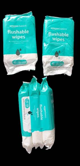 Amazon Basics 195515011952 Flushable Adult Wet Wipes Fragrance Free Sewer And Septic Safe Lot 5