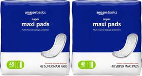 Amazon Basics 313043599579 Maxi Pads For Periods- Thick Super Absorbency Unscented 48 Coun