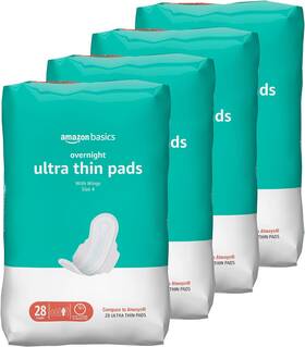 Amazon Basics 313091083068 Ultra Thin Pads With Flexi-wings For Periods Overnight Absorbency