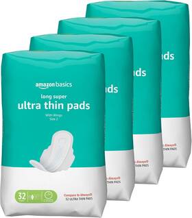 Amazon Basics 313094712798 Ultra Thin Pads With Flexi-wings For Periods Long Length Super A