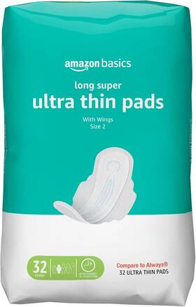 Amazon Basics 313111348399 Menstrual Pads For Women With Flexi-wings Long Length Size 2 Su