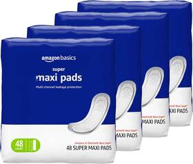 Amazon Basics 445025934962 Maxi Pads For Periods- Thick Super Absorbency Unscented 192 Cou