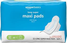 Amazon Basics 445044849827 Feminine Maxi Pads With Flexi-wings For Periods Long Length Supe