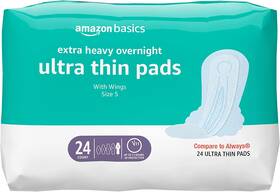 Amazon Basics 726084283213 Ultra Thin Pads With Flexi-wings For Periods Extra Heavy Overnigh