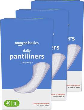 Amazon Basics 744759881519 Daily Pantiliner Long Length Pads For Women Unscented 120 Count 3 Pa
