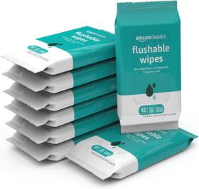 Amazon Basics 744759900562 Flushable Adult Toilet Wipes Fragrance Free 336 Count