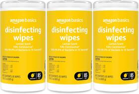 89-225lll851j Amazon Basics Ab Wipes Lemon Scent Sanitizing Cleaning Deodorizing 3 Pack 255 Count Total
