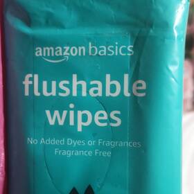 B0a1077t8l Amazon Basics Flushable Wipes Fragrance Free Plant-based 42 Count 6.8x5.3 In