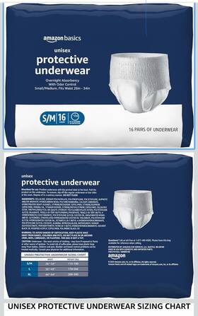 Paes7411a Amazon Basics Unisex Overnight Protective Underwear S/m 16 Count Odor Control