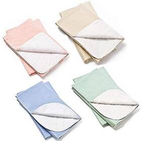 Pr-com-rt-x1118904 Amu Solutions 4 Pack Washable Bed Pads/reusable Incontinence Blue Pink Tan And Green