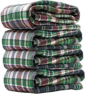 Warm-plaid-34x36 Amu Solutions 4 Pack Washable Bed Pads/reusable Incontinence Underpads 34 X 36 - Warm Plaid