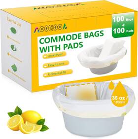 Aoohooa 744110136524 Bedside Commode Liners With Pads 100 Bags Absorbent Leak-gu