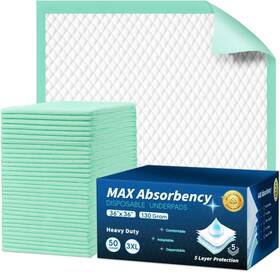 Aozita 445023412455 50 Pack 36 Inch X Max Absorbency Disposable Bed Pads For Adults 130 Gram