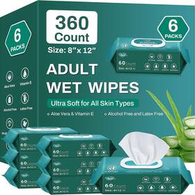 Aozita 975393583024 360 Count Adult Wipes For Elderly 8 Inch X 12 Xl Cleansing