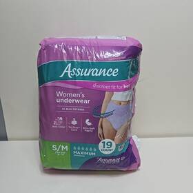 10008116 Assurance Womens Incontinence And Postpartum Underwear S/m 19 Count U