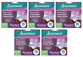 10008754 Assurance Women S Overnight Incontinence Underwear 80 Count Anti-odor Max S/m