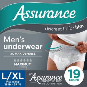 10008778 Assurance Mens Incontinence Underwear L/xl Maximum Absorbency Choose Your Count