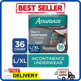 1589317356 Assurance Mens Incontinence Underwear L/xl Maximum Absorbency 36 Count Briefs