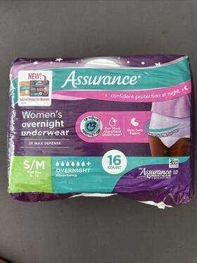 Assurance 194346052219 Womens Incontinence And Postpartum Underwear S/m Overnight 16 Count