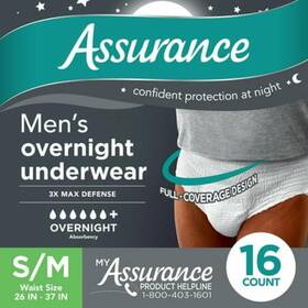 Assurance 194346052240 Men S Incontinence Underwear S/m Overnight 16 Count