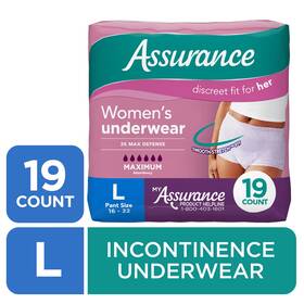Assurance 313108376305 Womens Incontinence And Postpartum Underwear L Maximum Absorbency