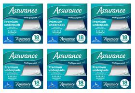 6597301 Assurance Premium Large Underpads 23x36 Inch Heavy Absorbency 108 Count 6x18 Pack