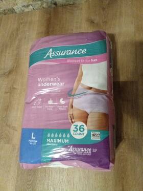 Assurance 681131093477 Womens Incontinence And Postpartum Underwear L 36 Count 2 Pack