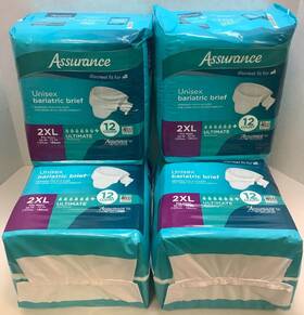 Assurance 681131111980 Maximum Absorbency Briefs Unisex 2xl 12 Ct 4 Pks 48 Total