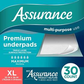 Assurance 726084870635 Assuranc Unisex Premium Quilted Underpad Maximum Absorbency Xl 30 Count