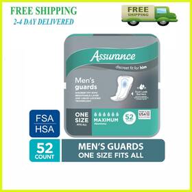 843897280 Assurance Mens Guards Maximum Absorbency 52 Count Incontinence Pads Pack New