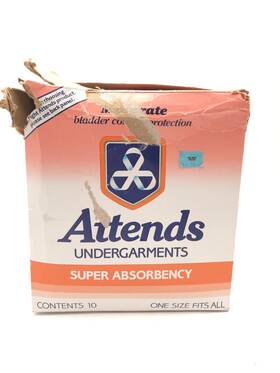 Attends 037000697022 Vintage 1985 Undergarments 5 Adult Diaper Super Absorbency Damaged Box