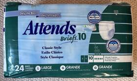 Attends 086679248868 Vintage 24 Adult Briefs 10 Large Incontinence Diapers Classic Unisex New