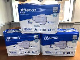 08667937728 Attends 72 Incontinence Underwear Briefs Extra Heavy Absorbency L 24 Count Each