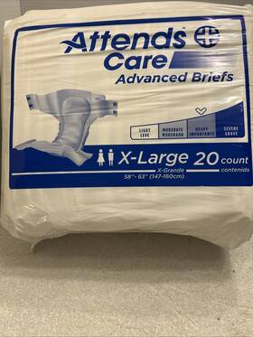 Attends 086679377292 Care Unisex Briefs Xl 20 Count Heavy Absorption Incontinence Extra Large