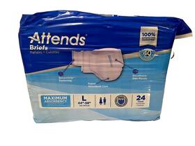 Attends 086679377322 Adult Briefs Large 45 Inch -58 Maximum Absorbency 24 Pack