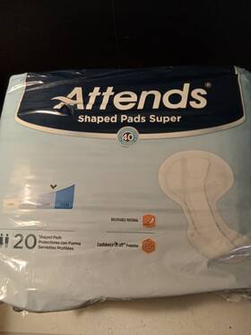 Attends 086679482491 Incontinent Shape Pads Super Heavy Absorbency Contoured 20 Pack