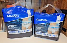 Attends 086679513843 2 New 16 Count 32 Total Disposable Underwear Male Xl Triple Lock