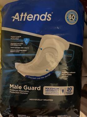 50156 Attends Maximum Absorbency Male Guard Disposable Individually Wrapped 20 Count