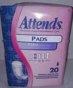 Attends 700191921114 Bladder Control Pad Discreet Light Absorbency Female Bag Of 20 3 Bags