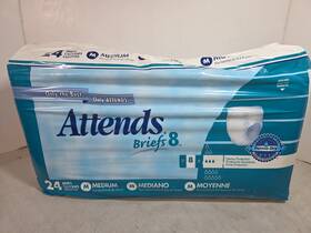 Br0820 Attends Vintage Briefs 8 Perma Dry Plastic Backed 2 Tab 2002 Adult Diapers Md 24