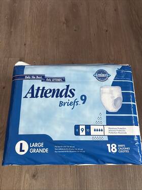 Br0930 Attends 9 Vintage Plastic Adult Diapers 2003 Sealed 18 Nappies Briefs Perma Dry